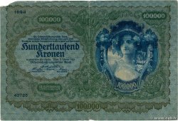 100000 Kronen AUSTRIA  1922 P.081 F