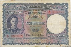 10 Rupees CEYLON  1944 P.036Aa MB