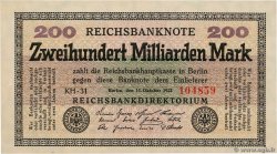 200 Milliarden Mark GERMANIA  1923 P.121b q.FDC