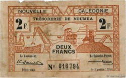 2 Francs NEW CALEDONIA  1942 P.53 VG