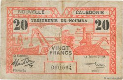 20 Francs NOUVELLE CALÉDONIE  1943 P.57b pr.TB