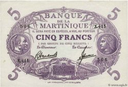 5 Francs Cabasson violet MARTINIQUE  1946 P.06 VF+