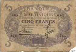 5 Francs Cabasson violet MARTINIQUE  1934 P.06 q.B