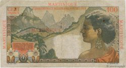 100 Francs La Bourdonnais MARTINIQUE  1946 P.31a BC