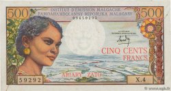 500 Francs - 100 Ariary MADAGASCAR  1964 P.058a VF+