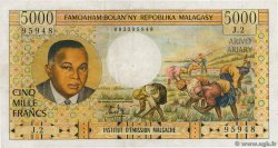 5000 Francs - 1000 Ariary MADAGASCAR  1966 P.060a F+