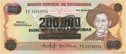 200000 Cordobas sur 1000 Cordobas Fauté NICARAGUA  1990 P.162 FDC