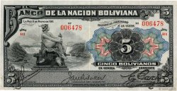 5 Bolivianos BOLIVIA  1911 P.105a MBC+