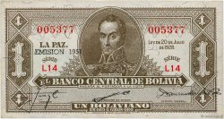1 Boliviano BOLIVIA  1928 P.128b SPL+