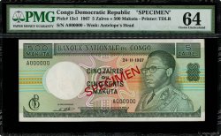 5 Zaïres - 500 Makuta Spécimen REPUBBLICA DEMOCRATICA DEL CONGO  1967 P.013s