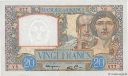 20 Francs TRAVAIL ET SCIENCE Petit numéro FRANCIA  1939 F.12.01