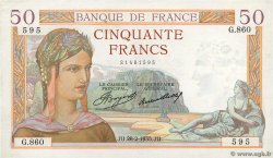 50 Francs CÉRÈS FRANKREICH  1935 F.17.05