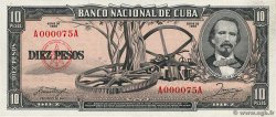 10 Pesos Petit numéro CUBA  1956 P.088a UNC