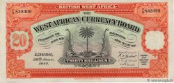 20 Shillings BRITISH WEST AFRICA  1947 P.08b XF