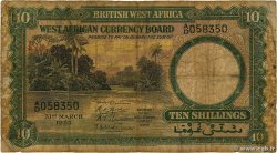 10 Shillings AFRIQUE OCCIDENTALE BRITANNIQUE  1953 P.09a AB