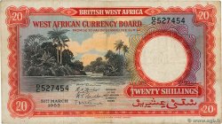 20 Shillings AFRIQUE OCCIDENTALE BRITANNIQUE  1953 P.10a pr.TTB