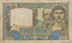 20 Francs TRAVAIL ET SCIENCE FRANCE  1940 F.12.09 VG
