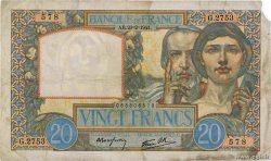 20 Francs TRAVAIL ET SCIENCE FRANCE  1941 F.12.12 B+