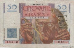 50 Francs LE VERRIER FRANKREICH  1947 F.20.07 S