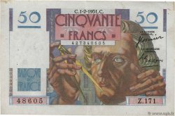 50 Francs LE VERRIER FRANCE  1951 F.20.17 XF-