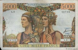 5000 Francs TERRE ET MER FRANCE  1949 F.48.01 VF-
