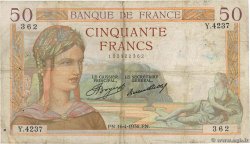50 Francs CÉRÈS FRANKREICH  1936 F.17.24 SGE
