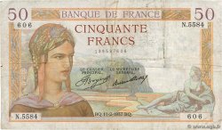 50 Francs CÉRÈS FRANKREICH  1937 F.17.34 S