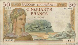 50 Francs CÉRÈS FRANKREICH  1935 F.17.09 S