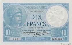 10 Francs MINERVE modifié FRANKREICH  1940 F.07.21 VZ+