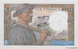 10 Francs MINEUR FRANKREICH  1942 F.08.05 fST