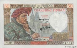 50 Francs JACQUES CŒUR FRANKREICH  1941 F.19.08 fST+