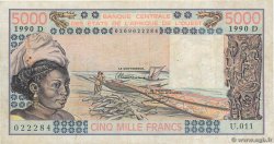 5000 Francs STATI AMERICANI AFRICANI  1990 P.407Di MB