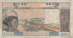 5000 Francs WEST AFRICAN STATES  1992 P.308Cp F-