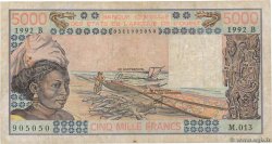 5000 Francs STATI AMERICANI AFRICANI  1992 P.208Bn q.MB