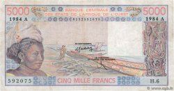 5000 Francs WEST AFRICAN STATES  1984 P.108Al F-