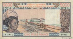 5000 Francs WEST AFRICAN STATES  1990 P.108Aq F