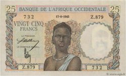 25 Francs FRENCH WEST AFRICA  1943 P.38 AU
