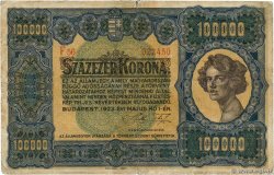 100000 Korona HUNGRíA  1923 P.072a BC