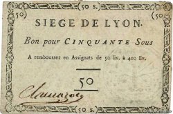 50 Sous FRANCE Regionalismus und verschiedenen Lyon 1793 Kol.137b