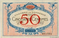 50 Centimes FRANCE regionalismo e varie Roanne 1917 JP.106.09 SPL