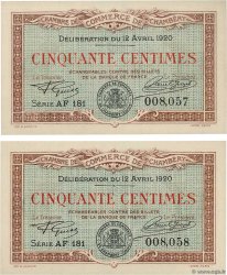 50 Centimes Consécutifs FRANCE Regionalismus und verschiedenen Chambéry 1920 JP.044.12