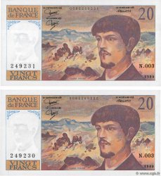 20 Francs DEBUSSY Consécutifs FRANCE  1980 F.66.01 AU+