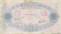 500 Francs BLEU ET ROSE modifié FRANKREICH  1938 F.31.07 S