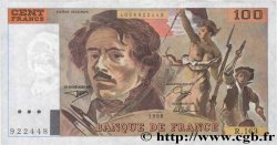 100 Francs DELACROIX imprimé en continu Fauté FRANCE  1990 F.69bis.02b TTB