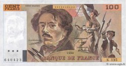 100 Francs DELACROIX imprimé en continu FRANKREICH  1990 F.69bis.01a