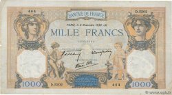 1000 Francs CÉRÈS ET MERCURE type modifié FRANKREICH  1938 F.38.32 fSS
