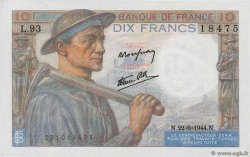 10 Francs MINEUR FRANKREICH  1944 F.08.12 fST+