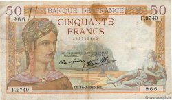 50 Francs CÉRÈS modifié FRANCE  1939 F.18.22 F-