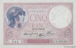 5 Francs FEMME CASQUÉE modifié FRANKREICH  1939 F.04.04