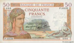 50 Francs CÉRÈS modifié FRANCE  1939 F.18.25 XF